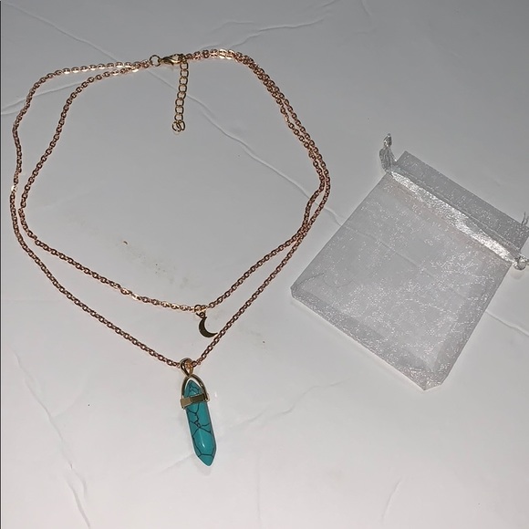 Boho Moon Layered Chakra Necklace Turquoise - Picture 3 of 3